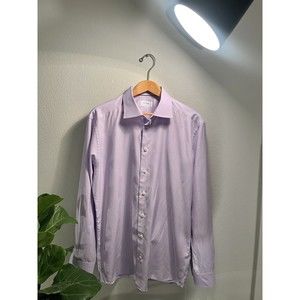 Eton Dress‎ Shirt Mens 17 1/2 - 44 XL Purple Micro Check Slim Fit
